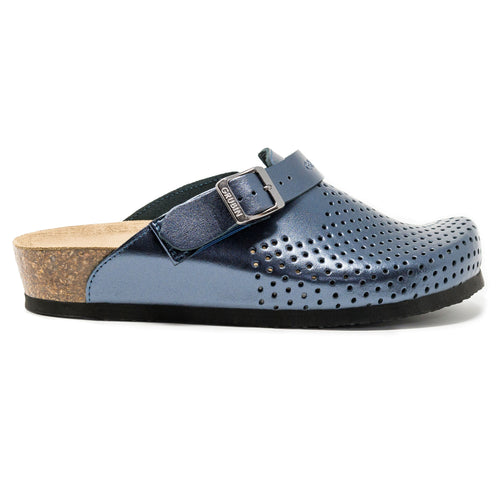 Stockholm Women clogs Soft blue metallic -PREMIUM COMFORT