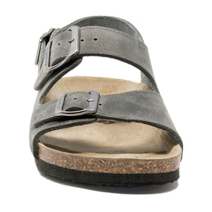 Mens Milano sandals dark grey leather classic
