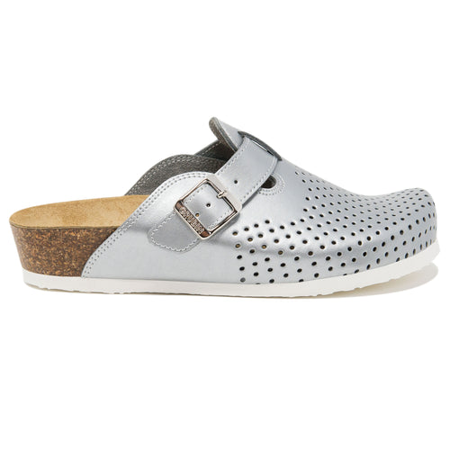 Women clogs Belgrade soft silver leather - PREMIUM COMFORT