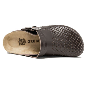 Men's clogs Stockholm Brown leather perforated