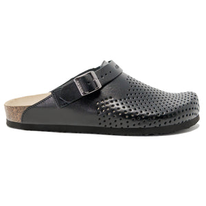 Men's clogs Stocholm Leather perforated black