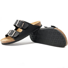 Load image into Gallery viewer, Women&#39;s Arizona sandals black leatherette