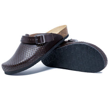Load image into Gallery viewer, Stockholm Women clogs brown Soft leather perforated - PREMIUM COMFORT