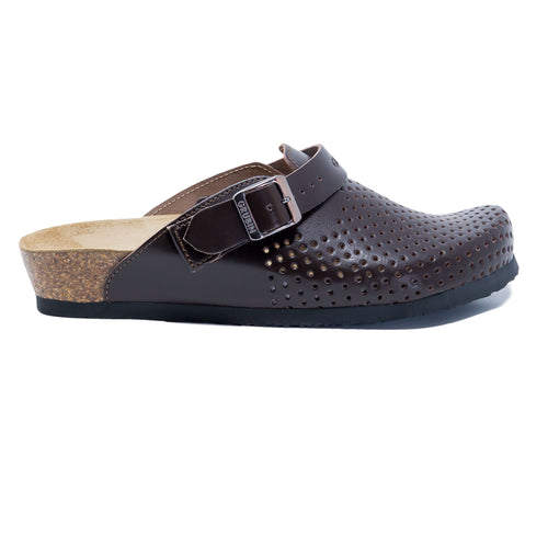 Stockholm Women clogs brown Soft leather perforated - PREMIUM COMFORT