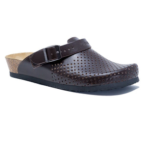 Stockholm Women clogs brown Soft leather perforated - PREMIUM COMFORT