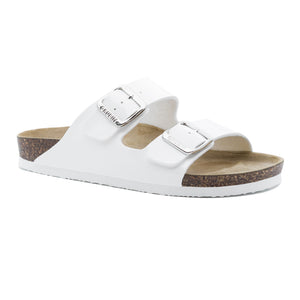 Women's Arizona White leatherette sandals