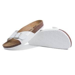 Women's Madrid White leatherette sandals