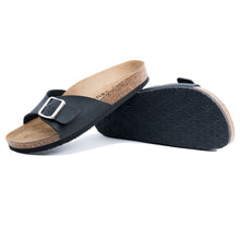 Load image into Gallery viewer, Women&#39;s Madrid Black leatherette sandals