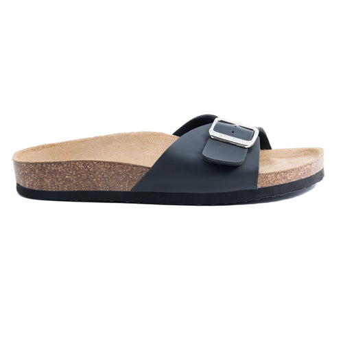 Women's Madrid Black leatherette sandals