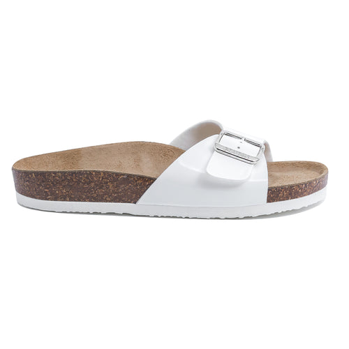 Women's Madrid White leatherette sandals
